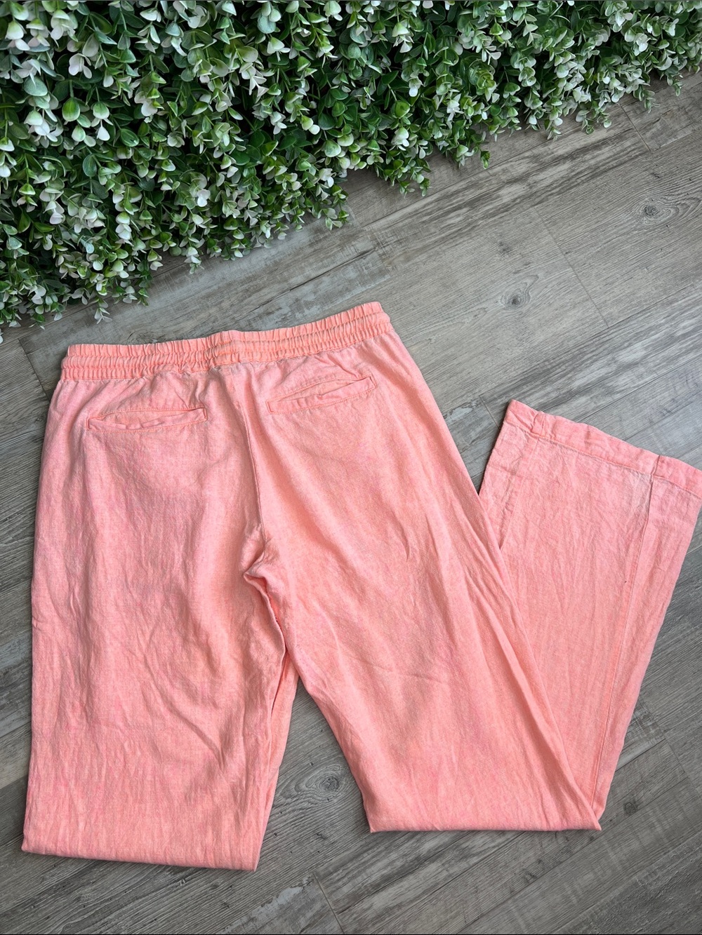 Roxy Linen Wide Leg Flare Drawstring Pants - Picture 3 of 13